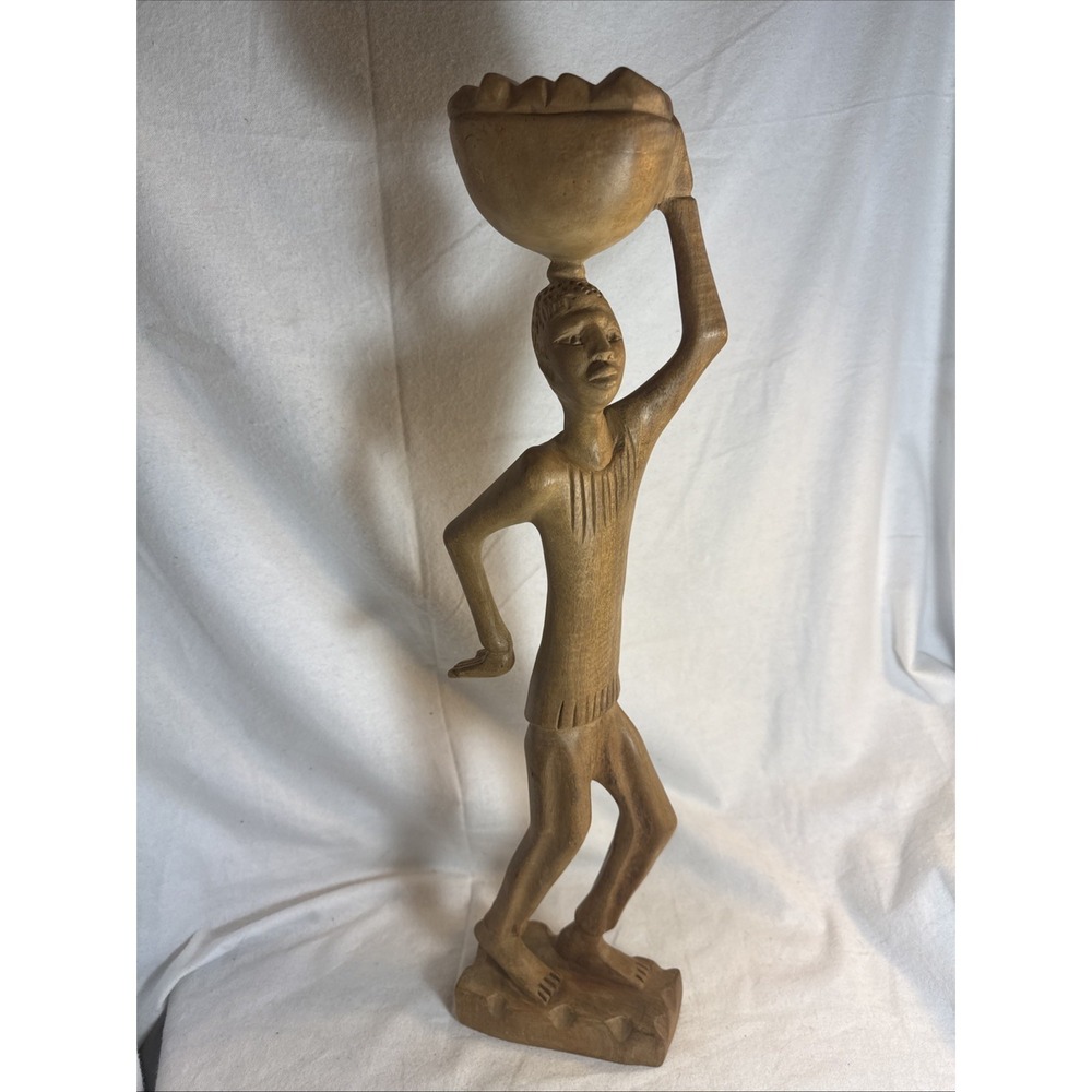 ORIGINAL FRANCOIS SANON HAITIAN ARTIST WOOD Carved Man Going To Market Figure
